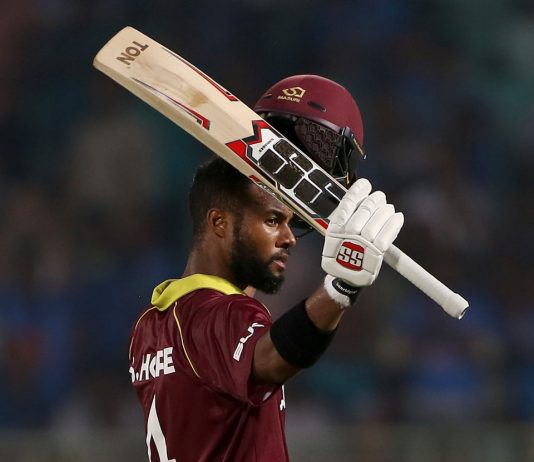 Shai Hope dejected after Windies miss victory