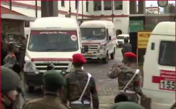 Vehicles carrying mortal remains of CDS Bipin Rawat, his wife and other personnel leave for Sulur airbase