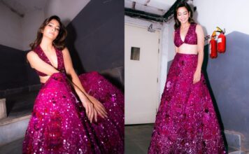 Kriti Kharbanda’s glittery plum gown is all about ethnicity and style
