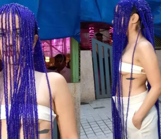 Netizens trolls Urfi Javed for her unique blue headgear
