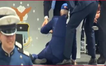 Joe Biden trips, falls at US Air Force Academy graduation ceremony