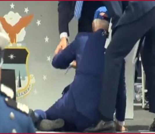 Joe Biden trips, falls at US Air Force Academy graduation ceremony
