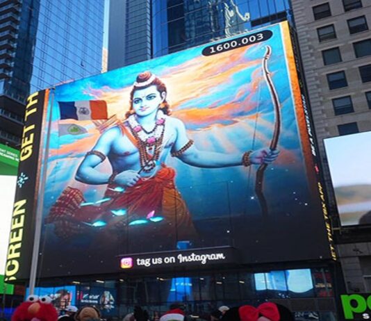 US: Times Square echoes with Bhajans in celebrations of Ram Lalla’s Pran Pratishtha