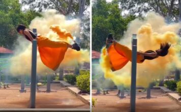 Women’s Saree catches fire while performing stunt, Netizens say, All this for a Reel, Really!!