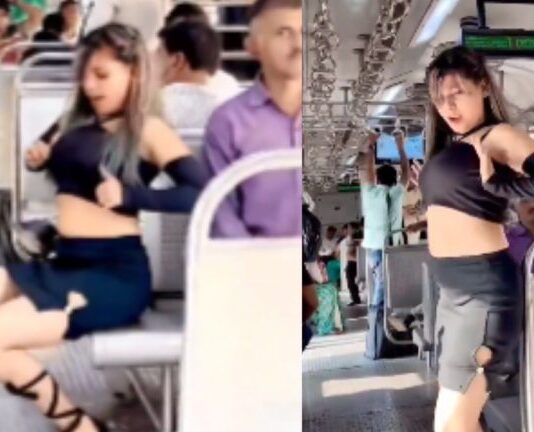 Woman irks passengers with ‘Vulger’ dance moves inside Mumbai Local train, Netizens react