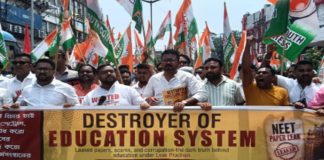 Tripura Youth Congress stages massive protest in Agartala over NEET irregularities